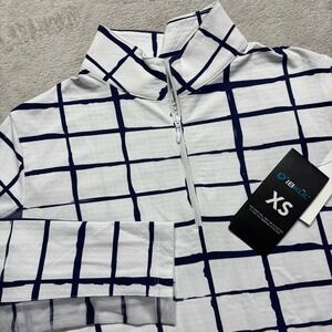 NWT IBKUL 1/4 Zip Shirt Womens XS Cordova White Navy Long Sleeve Golf Mock Neck